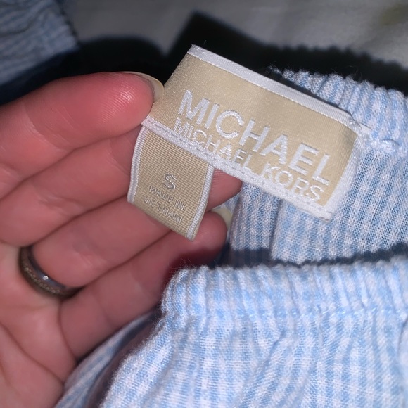 MICHAEL KORS Baby Blue Gingham Peasant Top - Picture 6 of 8